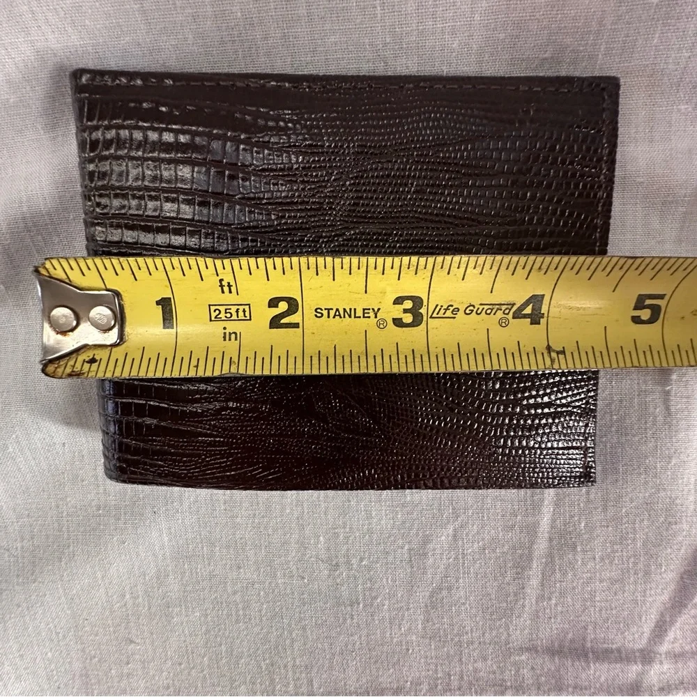 Prince Gardner Brown Embossed Leather Bi-Fold Wallet | ID Window | Vintage